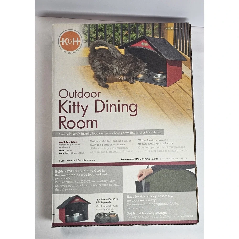 K&h Pet Products Outdoor Kitty Dining Room Outdoor Cat Shelter for Food & Water,